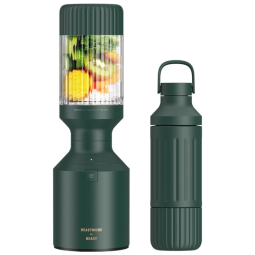Liquidificador para Vitaminas 1L com Garrafa de Aço Inoxidável, Tampa de Palha e Canudos, 110V 1200W, BEAST, Verde