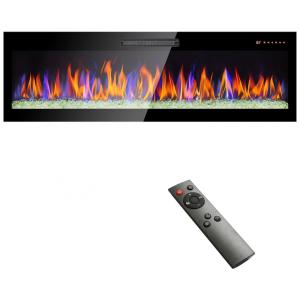 Lareira Elétrica de Embutir A40x106L com Controle Remoto, 16 Cores de Chamas, Temperatura Ajustável e Luz LED, 110V, AUWHALEUS, Preta