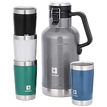 Humigo 1116 1900 Cooler Portátil para Garrafas de cerveja com Isolamento Duplo, Aço Inox, Cinza