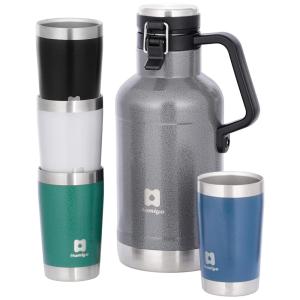 Humigo 1116 1900 Cooler Portátil para Garrafas de cerveja com Isolamento Duplo, Aço Inox, Cinza