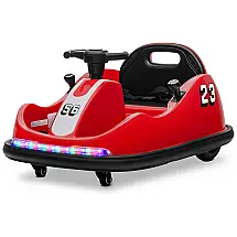 Carro Elétrico Infantil 12V Kidzone Vermelho com Luzes LED, Controle Remoto, Rotação 360º e 2 Modos de Condução