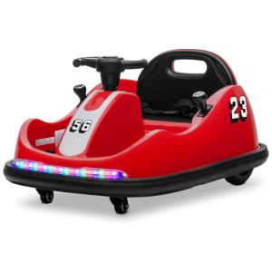 Carro Elétrico Infatil Bate Bate com Luzes LED, Controle Remoto, Rotação de 360º e 2 Modos de Condução Volante ou Joystick, 12V, Kidzone