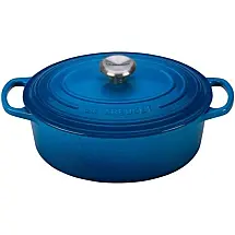 Panela de Ferro Fundido Oval 8 Litros Forno Holandês Esmaltado e Antiaderente, LE CREUSET LS2502 3359SS, Azul