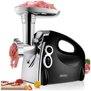 Moedor de Carne Elétrico BBday, Aço Inox, 2000W máx., 3 Pratos Moagem, Preto 110V