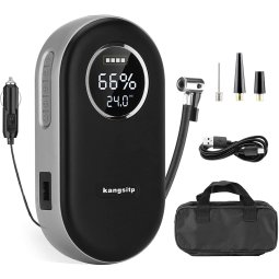 kangsitp Mini Compressor de Ar Elétrico Automotivo Portátil 12V 150 PSI c/ Luz LED e Tela LCD.