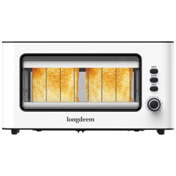 Torradeira 2 Fatias com Desligamento Automático, 6 Níveis de Tostagem e Bandeja de Migalhas Removível, 110V 1000W, LONGDEEM, Branca