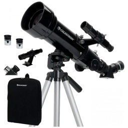 Telescópio Astronômico 20x40 com Óptica de Vidro Totalmente Revestida e Pacote de Software de Bônus, Celestron 21035, Preto