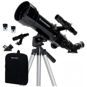 Telescópio Astronômico 20x40 com Óptica de Vidro Totalmente Revestida e Pacote de Software de Bônus, Celestron 21035, Preto