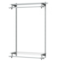 Kit Closet Aramado 1,3 Metros com Prateleiras Expansíveis e Hastes Telescópicas Personalizável Rubbermaid em Titânio