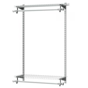 Kit Closet Aramado 1,3 Metros com Prateleiras Expansíveis e Hastes Telescópicas Personalizável Rubbermaid em Titânio