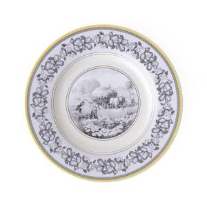 Prato Raso em Porcelana Premium para Jantar, 1 Unidade, Villeroy & Boch Audun, Branco e Cinza