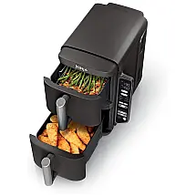 Fritadeira de Ar Air Fryer Dupla 7,5 Litros com Tecnologia DoubleStack Cozinha 4 Alimentos Simultaneamente, 110V 1690W, Ninja SL201, Preta