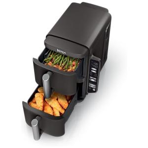 Fritadeira de Ar Air Fryer Dupla 7,5 Litros com Tecnologia DoubleStack Cozinha 4 Alimentos Simultaneamente, 110V 1690W, Ninja SL201, Preta