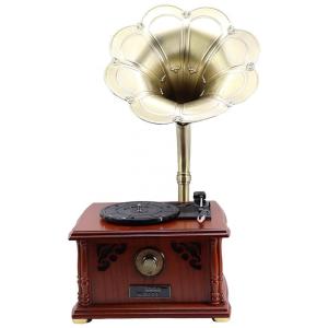 Gramofone Toca Discos Retrô com Bluetooth, ZEDARO, Marrom