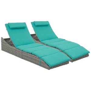Conjunto de 2 Cadeiras Dobráveis para Piscina, Espreguiçadeira Ajustável para Áreas Externas. Prático e já Montado. Aproveite o Sol.