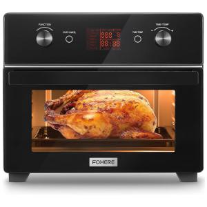 Fritadeira Elétrica AirFryer 20L com Painel Digital e 7 Predefinições, 110V 1800W, FOHERE, Preta