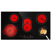 Cooktop elétrico, fogão de cerâmica de 36 polegadas 5 queimadores, incluindo 1 elemento de ponte, 9 níveis de aquecimento