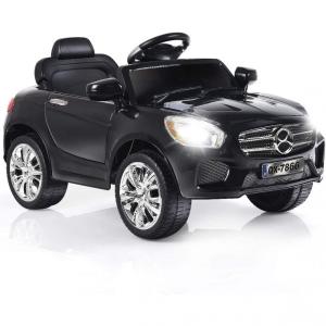 Carro Elétrico Infantil OLAKIDS a Bateria 6V e 1 Assento com 2 Velocidades e Luzes LED, USB Preto