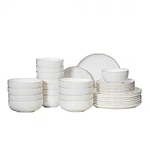 Aparelho de Jantar Dinewares Perlaceo 24 Peças Bone China Branco Friso de Ouro Serviço para 8