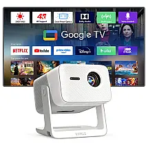Projetor Smart VOPLLS Branco Google TV WiFi 6 Bluetooth 1080P G7 110W