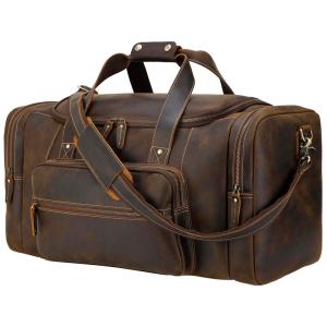 Bolsa de Viagem Masculina Clássica de Couro 42L, POLARE , Marrom
