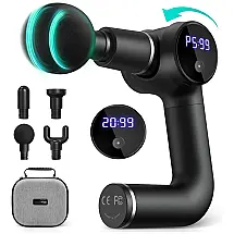 Coimath M1 A Massageador Pistola Elétrico Profissional Sem Fio 6 Acessórios e 20 Velocidades, Preto
