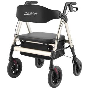 Andador Adulto Idoso com Assento, Suporta até 200 Quilos, Dourado