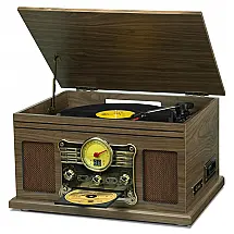 Toca-Discos Vintage com Alto-falantes para Discos de Vinil, Bluetooth, 3 Velocidades, Saída para Fones de Ouvido e RCA, FEKTIK,