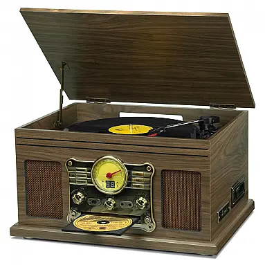Toca-Discos Vintage com Alto-falantes para