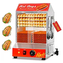 Steamer de Cachorro-Quente, Cabana de Aço Inoxidável com 2 Prateleiras para Cachorro-Quente e Aquecedor de Pão