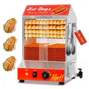 Steamer de Cachorro-Quente, Cabana de Aço Inoxidável com 2 Prateleiras para Cachorro-Quente e Aquecedor de Pão