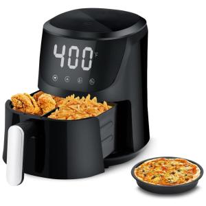 Fritadeira Elétrica Airfryer 3,9L com Controle de Temperatura, Cesto Duplo Antiaderente e Painel Digital, 110V, LATURE, Preta
