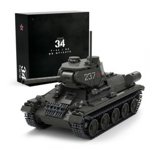 Kit de Construção Tanque T34 da 2º Guerra Mundial para Colecionadores com 818 Peças, Nifeliz NF10270, Preto