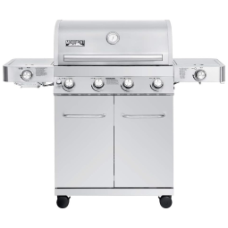 Churrasqueira a Gás 72.000 BTU LED com 4 Queimadores, 2 Portas, 2 Queimadores Laterais e Termômetro em Aço Inoxidável, MONUMENT GRILLS