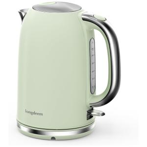 Chaleira Elétrica 1,7 Litros com Desligamento Automático e Proteção Contra Fervura, Aço Inoxidável, 110V 1500W, Longdeem, Verde