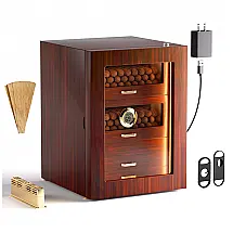 Humidor para Charutos CINOROW com LED Ajustável 3 Gavetas Cedro Espanhol 100-150 Charutos