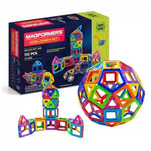 Kit de Construção Carro e Bola Geométrico Educativo 112 Peças, para Crianças a Partir de 3 Anos, MAGFORMERS 63077, Amarelo