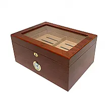 Umidificador de Charutos (Humidor) Quality Importers Milano Glasstop Jacarandá Tampo de Vidro Cedro Espanhol 75 a 100 Charutos