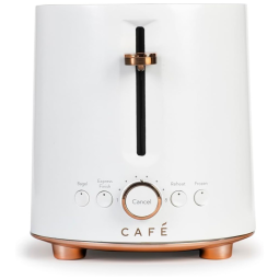 Café Torradeira Elétrica de 2 Fatias com 8 Níveis de Tostagem e Função Bagel, Branca, 110v, CAFE C9TMA2S4PW3, Branco