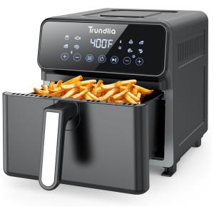 Fritadeira Elétrica Air Fryer 8 em 1, Capacidade 6 Litros com Tela Digital LCD, 110V 1500W, Trundlia, Preta