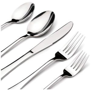 Kit de Talheres para 8 Pessoas - 40 peças em Inox Resistente - Facas de Churrasco, Garfos e Colheres - Laváveis em lava-louças - Embalagem