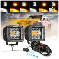 Farol de Milha LED Offroad com Luz Branca, 72W, 2Un, Auxbeam, Preto