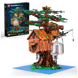 Casa na árvore, kits de construção desafiadores para adultos, conjuntos de casas na árvore para adultos com kit de luzes na árvore
