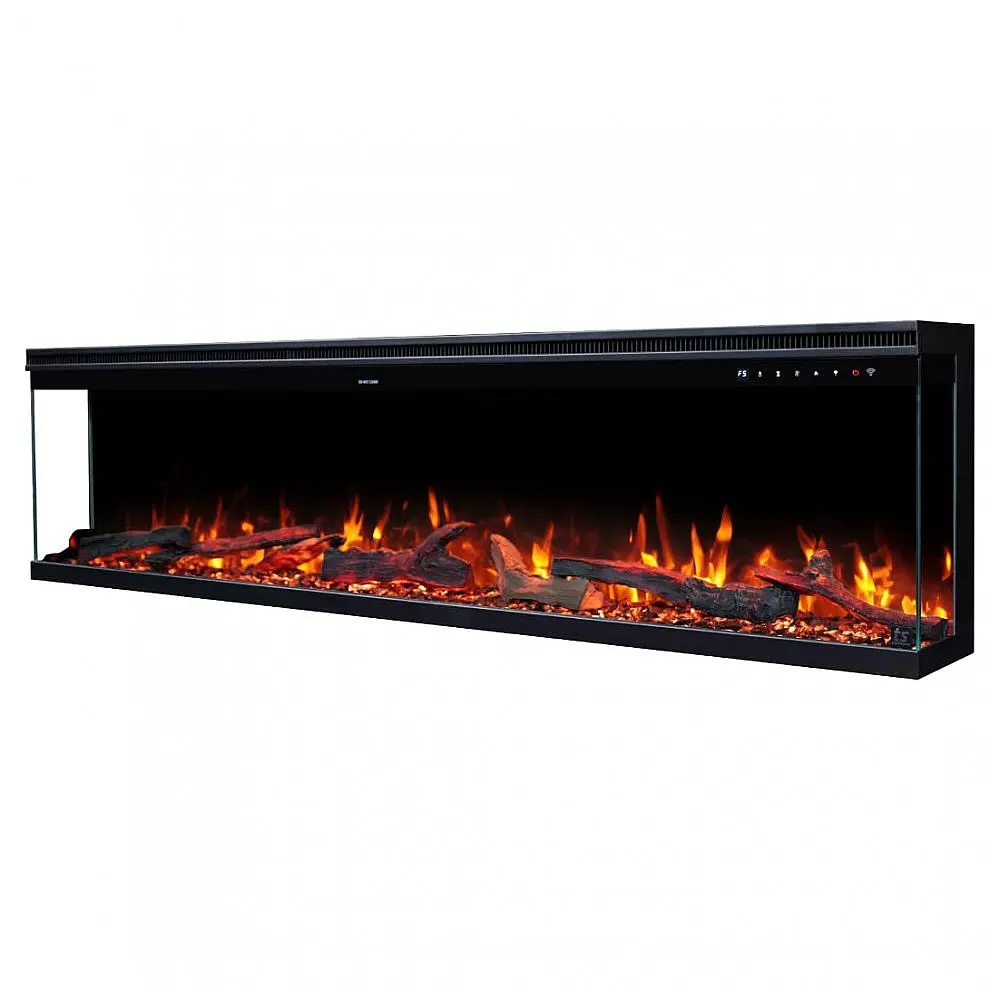 Lareira Elétrica de Embutir L152 x A44 com WiFi e Controle Inteligente, 110V 750W 1500W, Touchstone, Preta