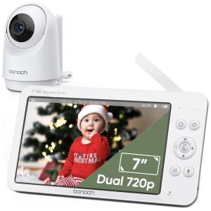 Babá Eletrônica Monitor com Câmera de 12cm HD 720p 22H de Bateria, Alcance de 304M, BONOCH BBM01, Branco