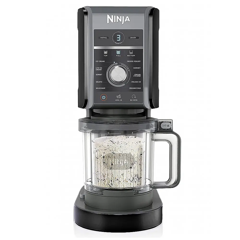 Sorveteira Ninja CREAMi Deluxe Preta 2 Potes 710 ml 11 Programas XL NC501 110V