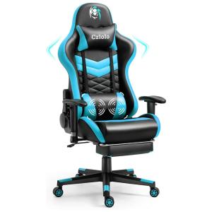 Czlolo Cadeira de Escritório Gamer Reclinável e Ergonômica com Apoio de Braço Ajustável, Azul
