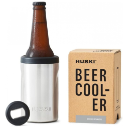 Cooler Portátil para Garrafas de cerveja com Isolamento Duplo, Aço Inox, HUSKI, Prateado