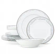Aparelho de Jantar Noritake 12 Peças Porcelana Branca Redondo, Sofisticação e Elegância para Sua Mesa