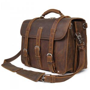 Bolsa Maleta de Couro Masculina para Laptop, POLARE , Marrom